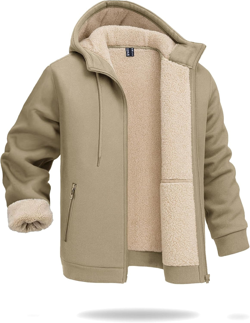 Boladeci Men's Sherpa Fleece Lined Hoodie Zip Up Heavyweight Winter Jacket