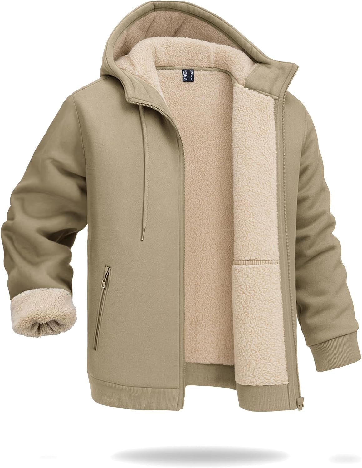 Boladeci Men's Sherpa Fleece Lined Hoodie Zip Up Heavyweight Winter Jacket