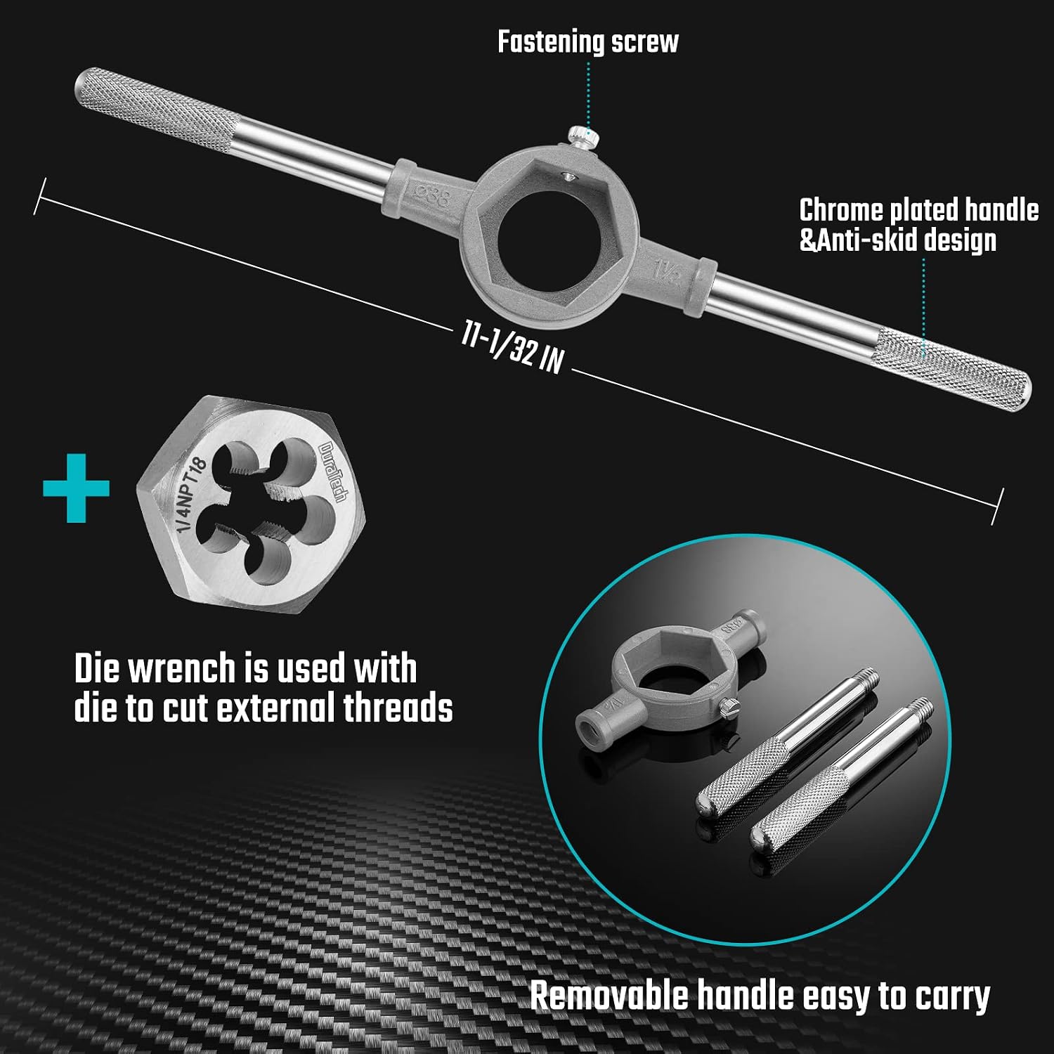 DURATECH Large Size Tap and Die Set, 23 Piece, Standard