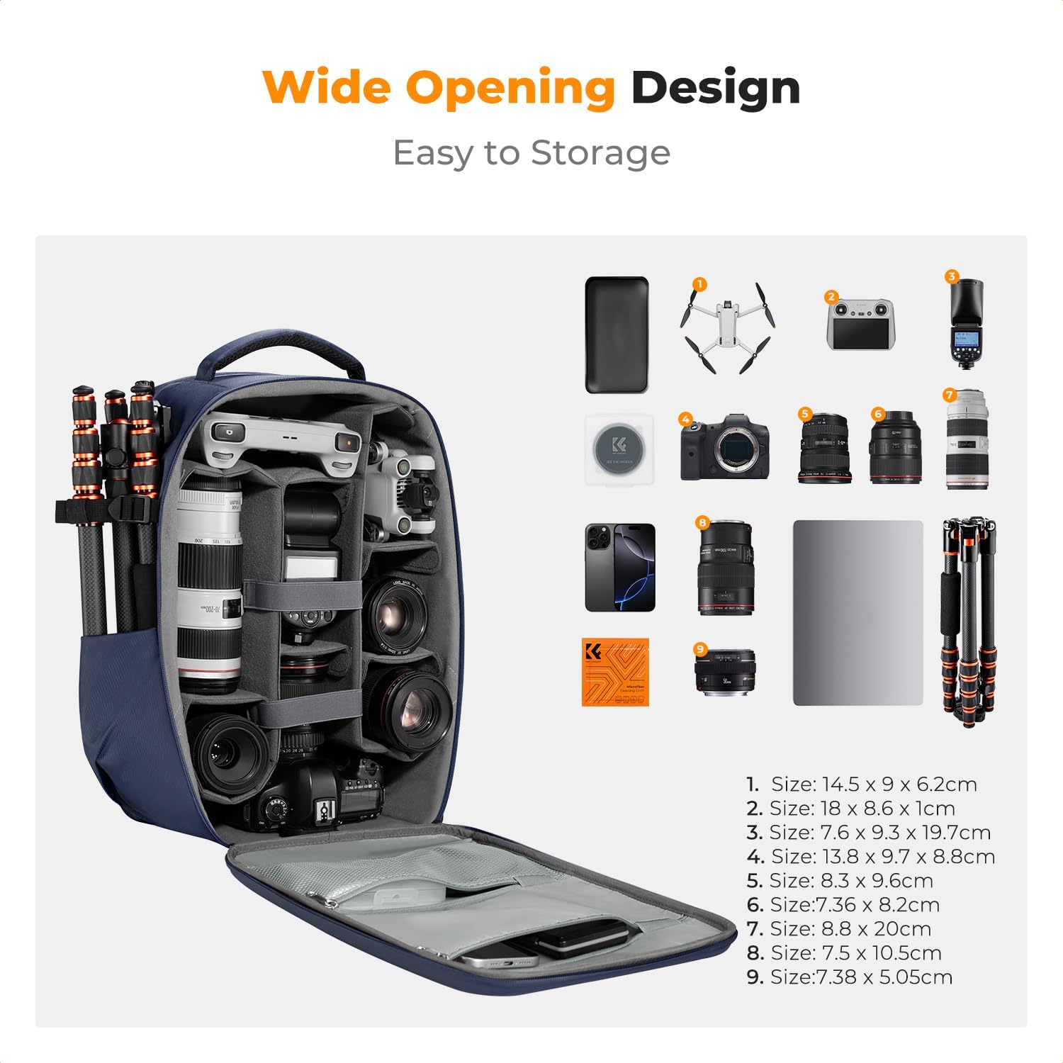 K&F CONCEPT Camera Backpack,Hardshell Photography DSLR Camera Bag