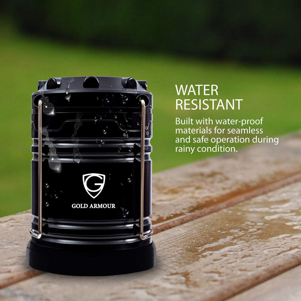 Gold Armour Camping Lantern, Battery Powered LED Lanterns, Survival Kits for Power Outages, Hurricane, Emergency, Portable Camping Essentials