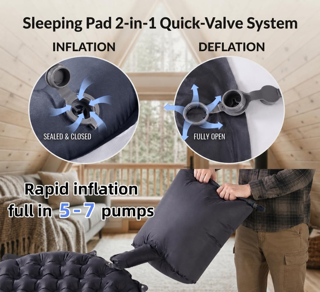 Camping Sleeping Pad, SGS Certified 9.0 R-Value 4" Thick Inflatable Camping Mattress Ultralight Insulated Sleeping Pad for Tent, Car Camping, Truck Bed & All Season Outdoor Use