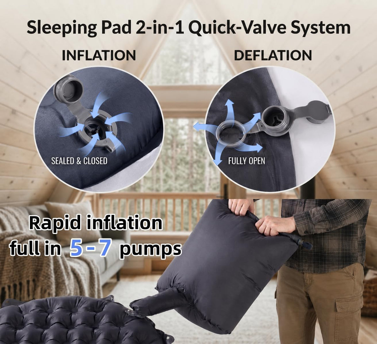 Camping Sleeping Pad, SGS Certified 9.0 R-Value 4" Thick Inflatable Camping Mattress Ultralight Insulated Sleeping Pad for Tent, Car Camping, Truck Bed & All Season Outdoor Use