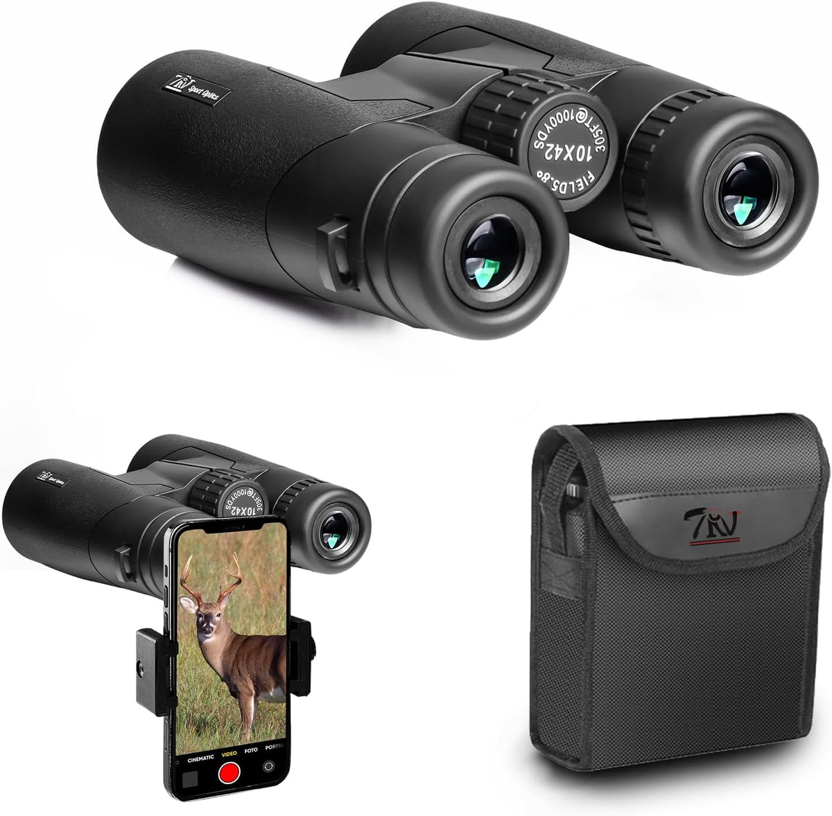 TRV High Power 10x42 Binoculars for Adults with Bak7 Prism & BMC Coating - Binoculars for Birdwatching, Hiking, Concerts