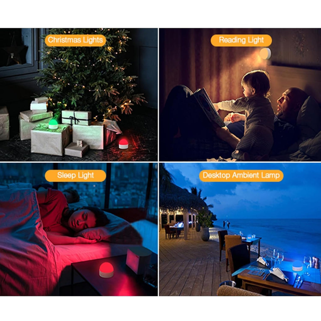 Kintion Portable Night Light, Rechargeable Dimmable 8 Color Lighting (2pcs)