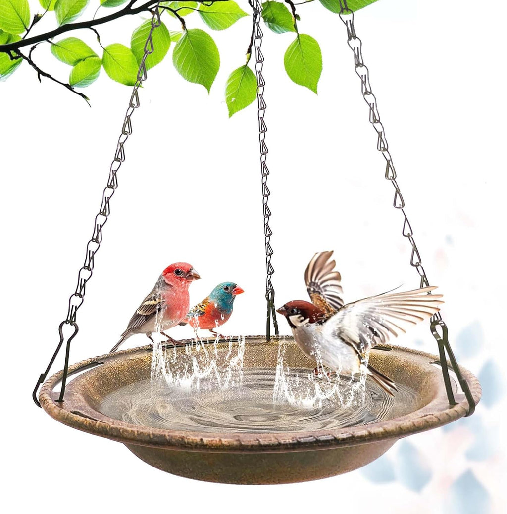 Hanging Bird Bath & Feeder Bowl, 12 in, Antique Blue