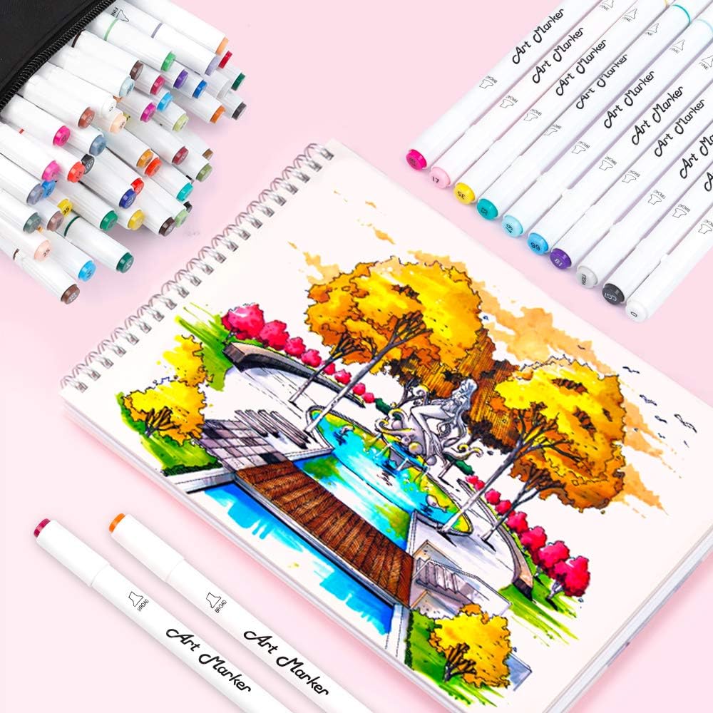 Lelix 61 Colors Alcohol Art Markers, 60 Colors Plus 1 Blender Dual Tip Permanent Marker Pens Highlighters Perfect for Kids Adults Artist Drawing Sketching Card Making & Coloring Books