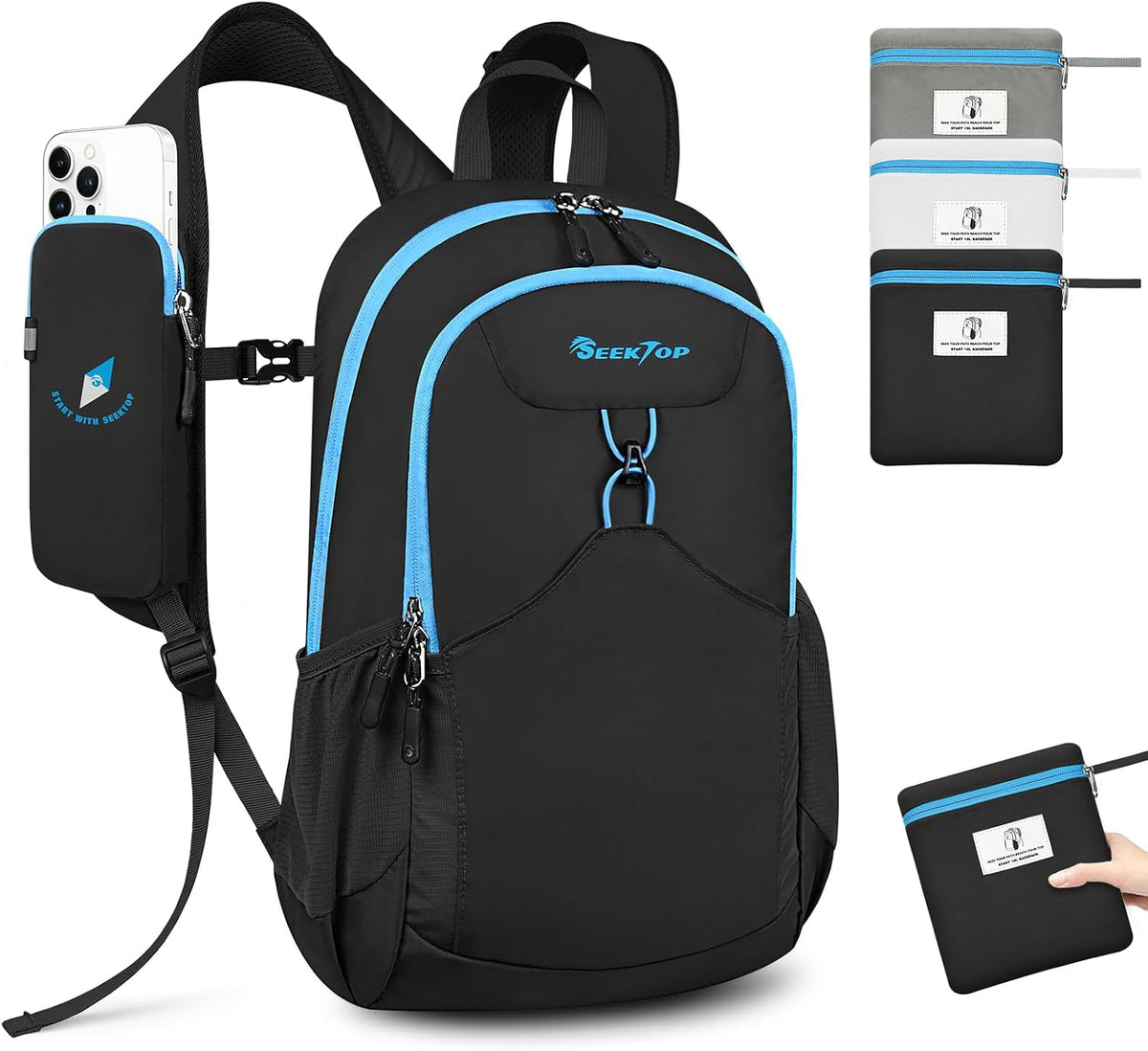 Seektop 15L Foldable Lightweight Hiking Backpack for Men and Women