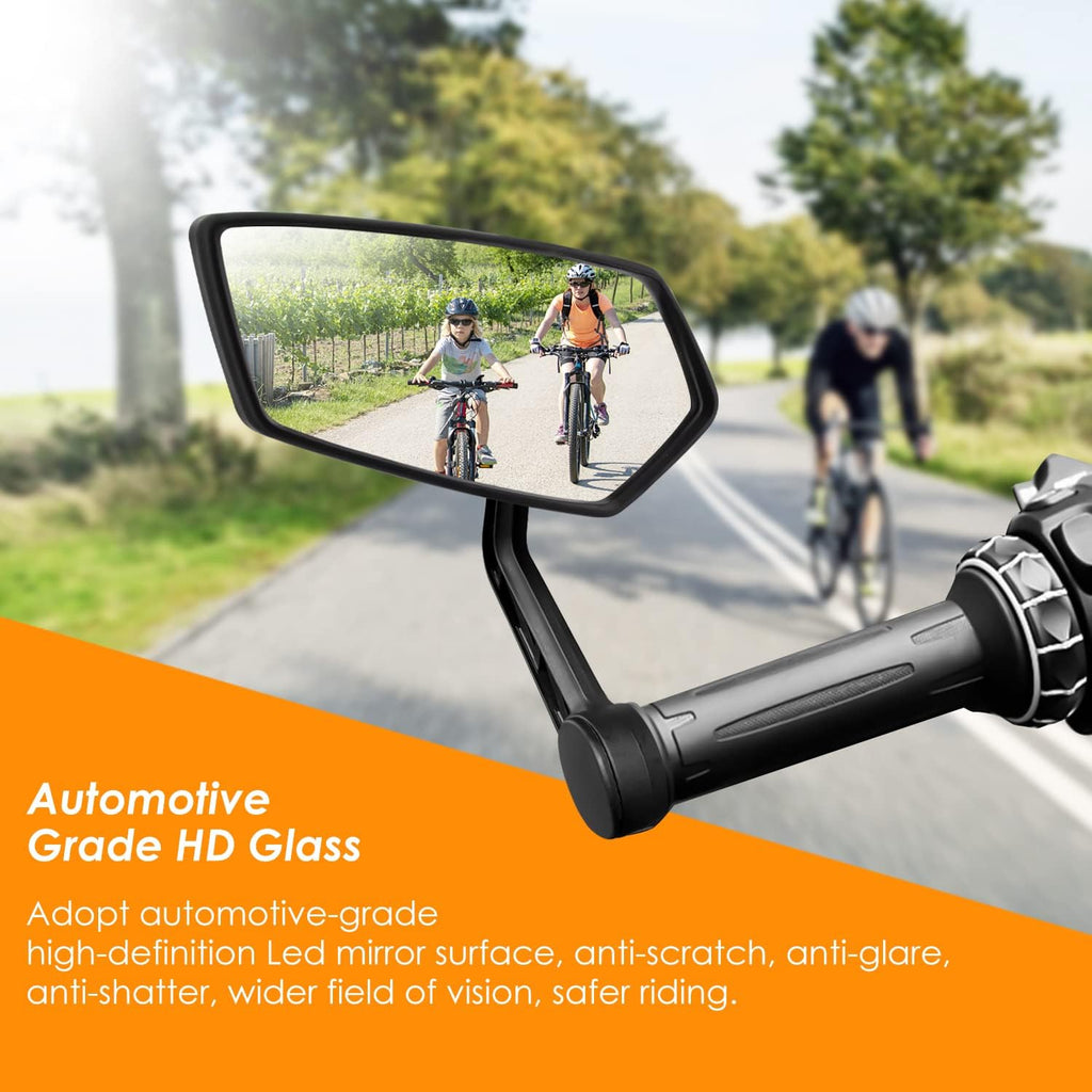Arkham Bike Mirror for 0.59-0.65" Diameter Handlebar HD Bar End Bicycle Mirror Thickened Auto-Grade Glass for Handlebar Rearview Mirror Essential Bike Tool for Bicyclists E-Bike (Left)