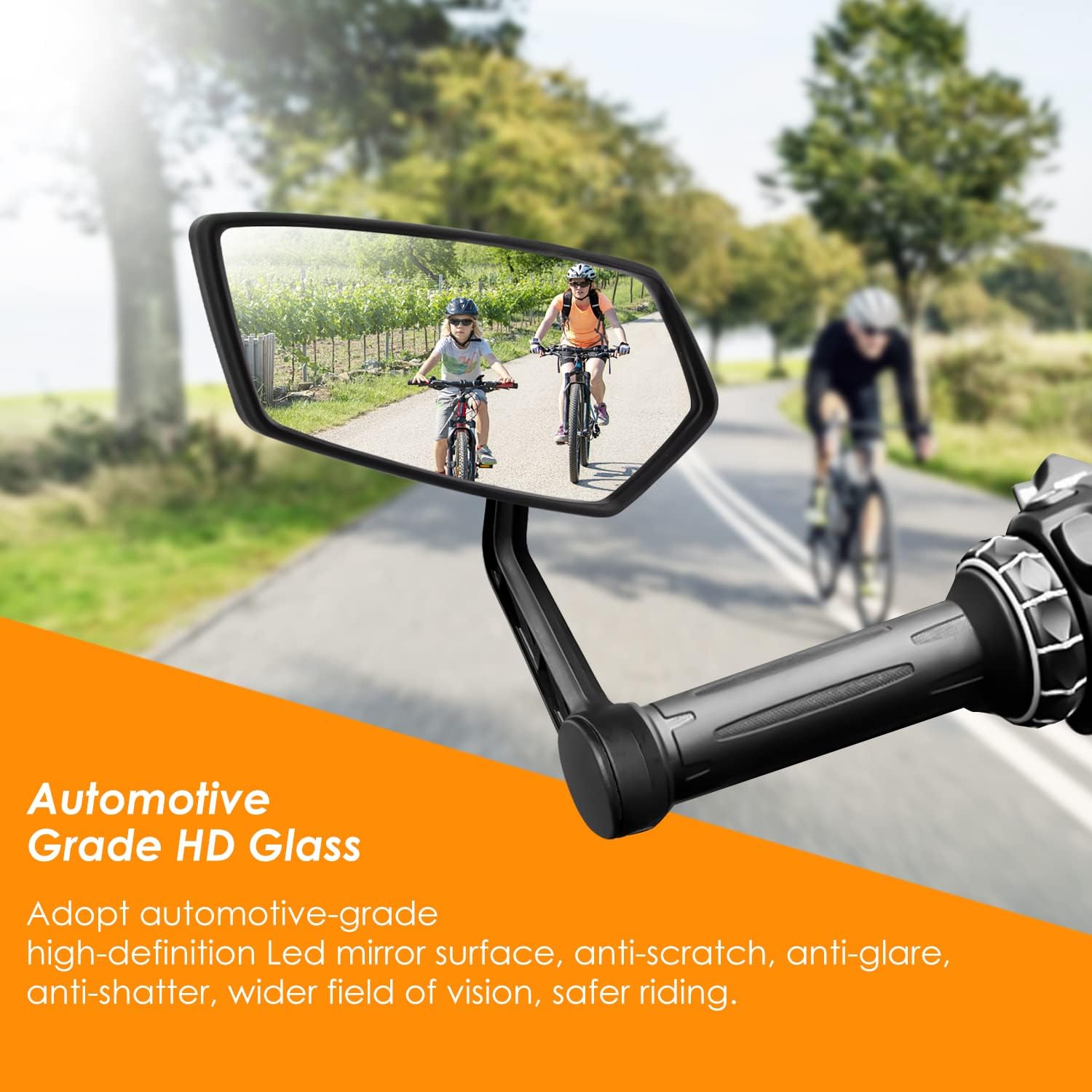 Arkham Bike Mirror for 0.59-0.65" Diameter Handlebar HD Bar End Bicycle Mirror Thickened Auto-Grade Glass for Handlebar Rearview Mirror Essential Bike Tool for Bicyclists E-Bike (Left)
