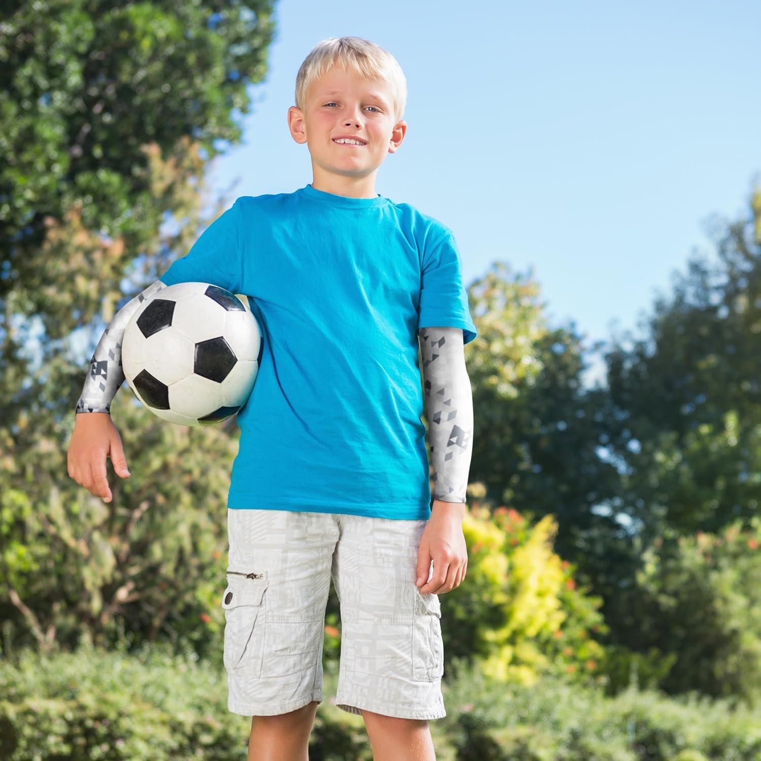 14 Pairs Arm Sleeves for Kids Youth Football Baseball Basketball UV Sun Protection Cooling Arm Sleeves for Boys Girls