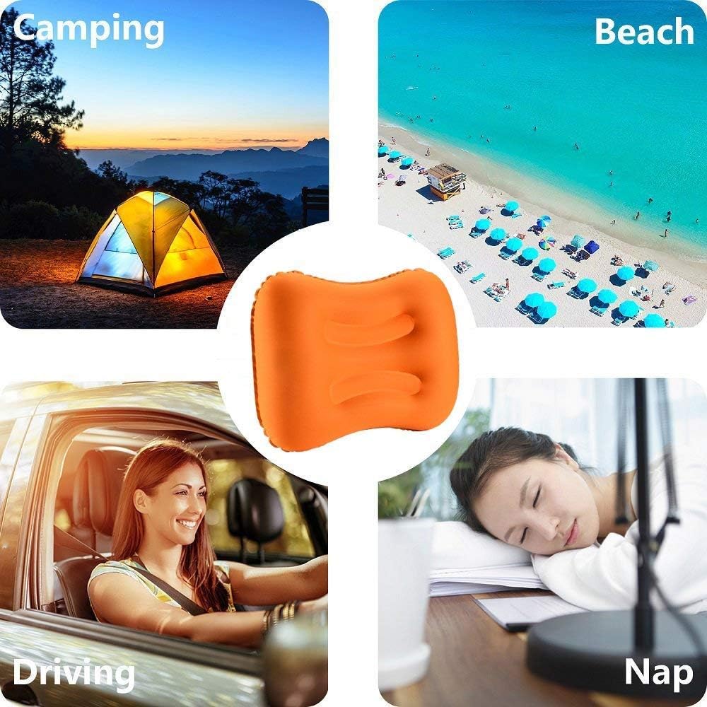 Ultralight Inflatable Camping Pillows - Compressible, Compact, Inflatable, Comfortable, Ergonomic Pillow for Neck & Lumbar Support While Camping,Backpacking,Hiking