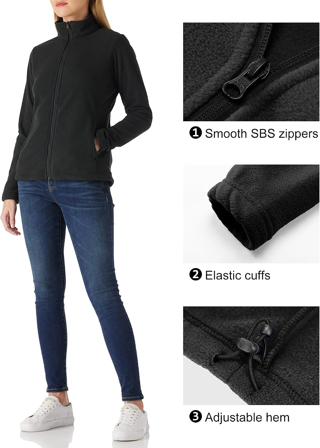 Outdoor Ventures Women's Lightweight Warm Polar Fleece Jacket Zip Up