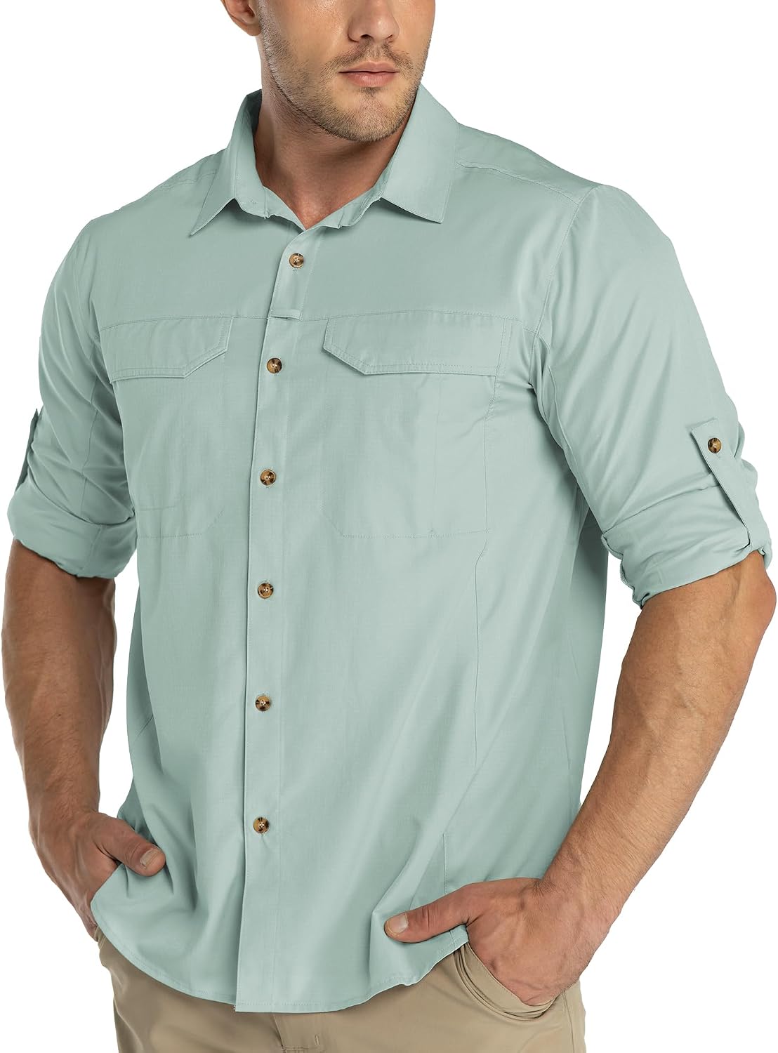 33,000ft Men's Long Sleeve Hiking Shirts Lightweight Quick Dry Sun Protection UV UPF 50 Fishing Shirt Outdoor Safari Travel