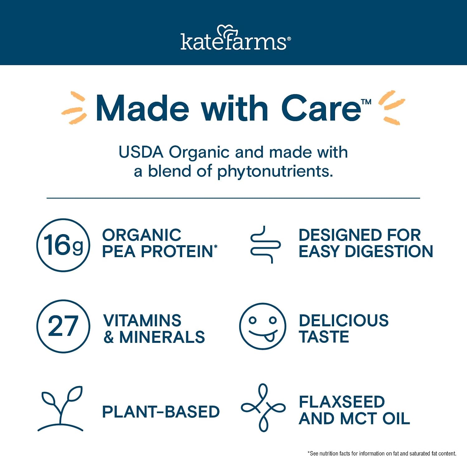 KATE FARMS Organic Nutrition Shake, Vanilla, 16g Protein, 6 Pack