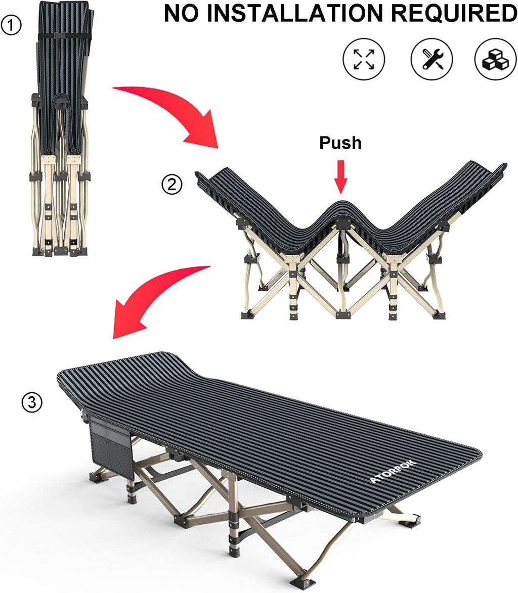 ATORPOK Camping Cot for Adults Comfortable, Tent Folding Cot for Sleeping
