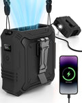 TUNISE Portable Fan with 5-Speed Settings, Dual-Sided Clip on Wearable Belt Waist Fan for 8000mAh, 2 Settings including Flashlight,Travel Essential for Outdoor Camping as Power Bank