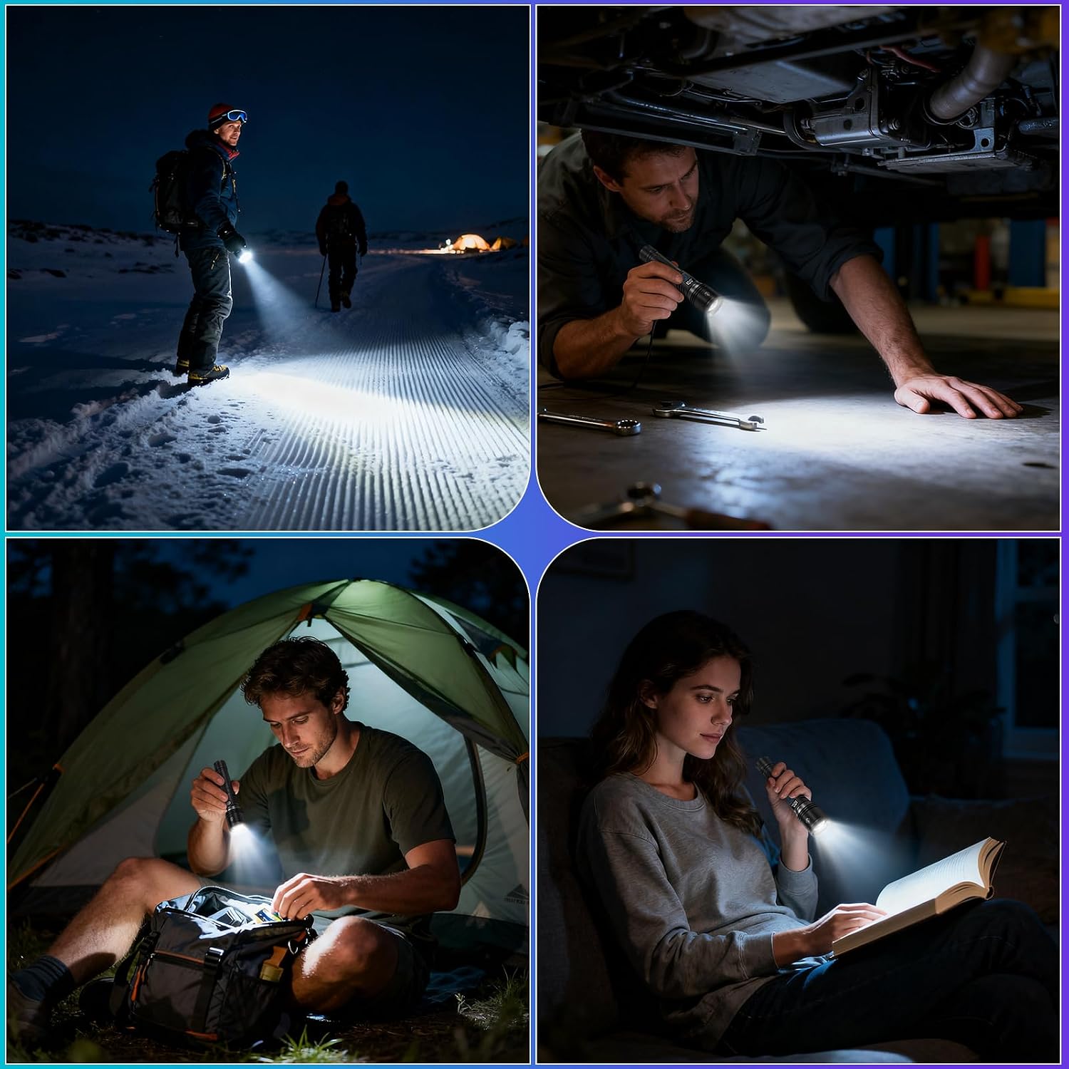 2Pack Rechargeable Flashlights High Lumens, Flash Light for Home