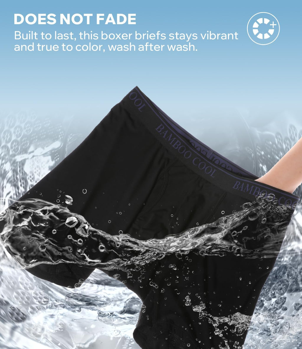 BAMBOO COOL Men's Boxer Briefs Ultra Breathable Underwear Multipack