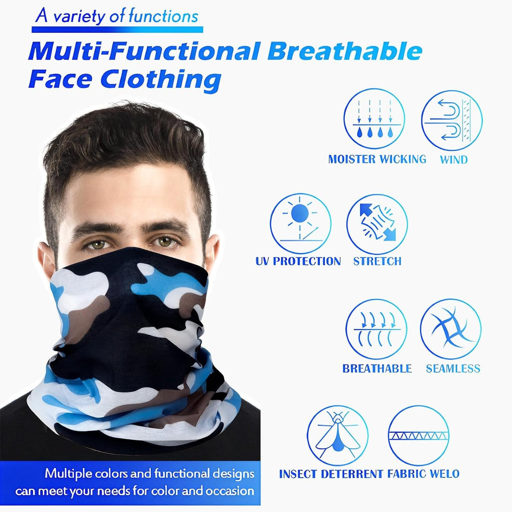 20 pcs Breathable Neck Gaiter Face Scarf Mask for Men Women Sun Protection Bandana Hiking, Cycling, Sports, Fishing
