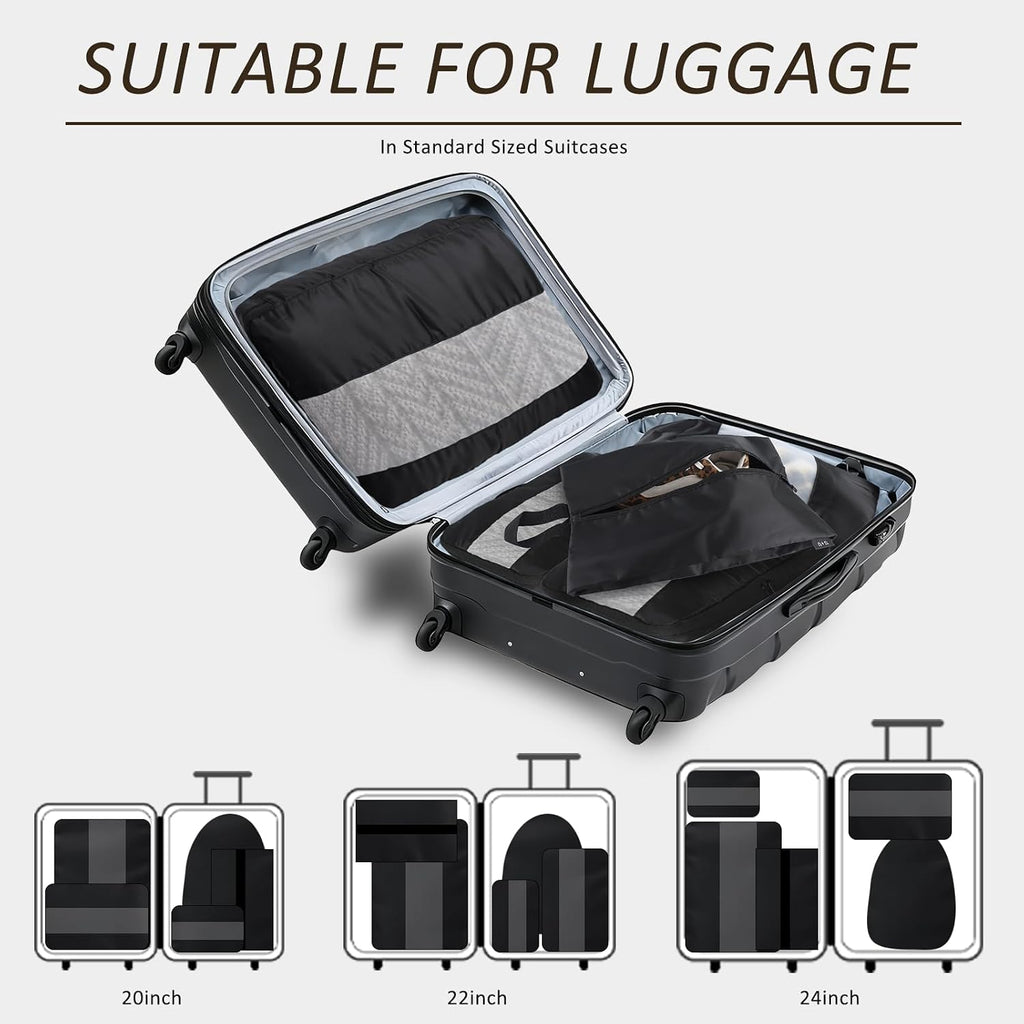 U+U 5 Set Packing Cubes, Travel Organizers with Shoe Bag (Black)