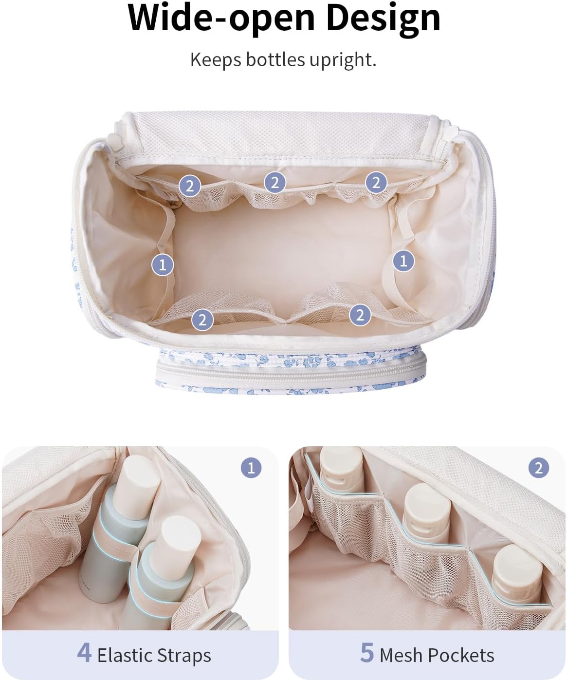 Narwey Hanging Travel Toiletry Bag for Women, Large Makeup Cosmetic Bag