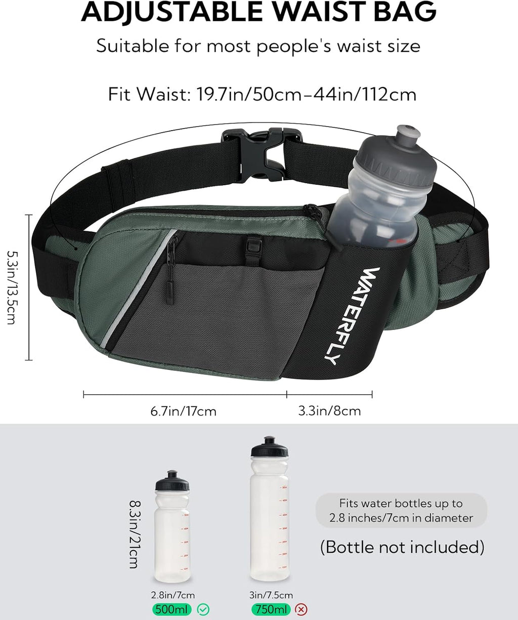 WATERFLY Water Bottle Fanny Pack, Hiking Hydration Belt for Women Men