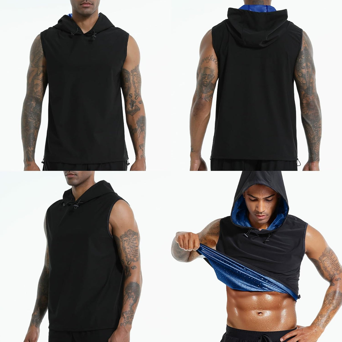 Sauna Shirt for Men Heat Trapping Workout Vest Hoodies Mens Tank Top Sleeveless Sweat Suit for Boxing Exercise Gym