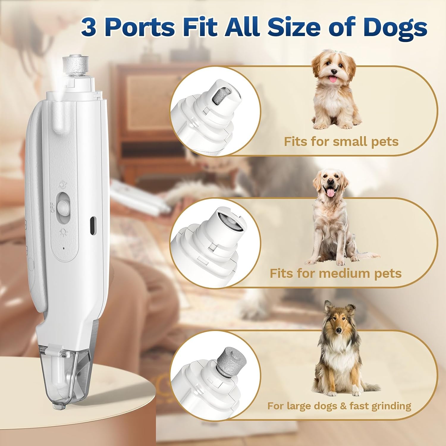 2-in-1 Dog&Cat Nail Clippers with Light, Type-c Pet Claw Trimmer & Grinder