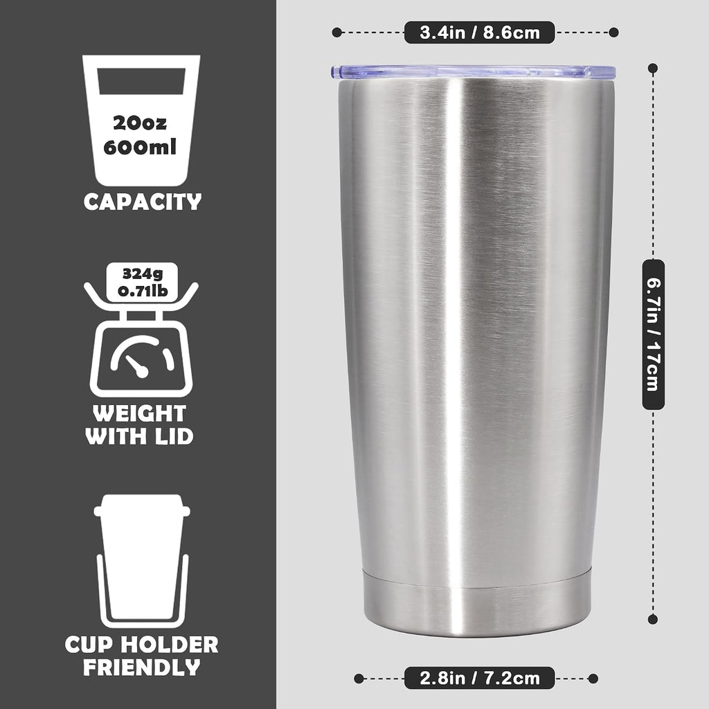 20oz Tumbler Stainless Steel Tumbler Coffee Tumbler with Lid SS, 4P