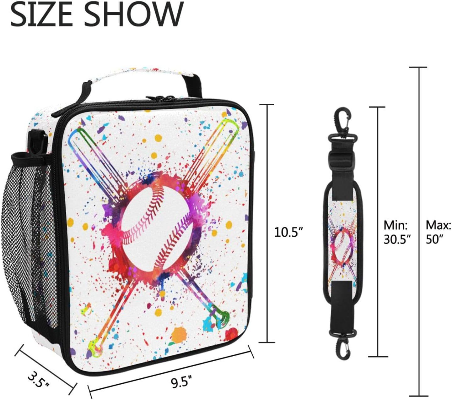 Baseballs Lunch Box Insulated Lunch Bag Cooler Tote Bag