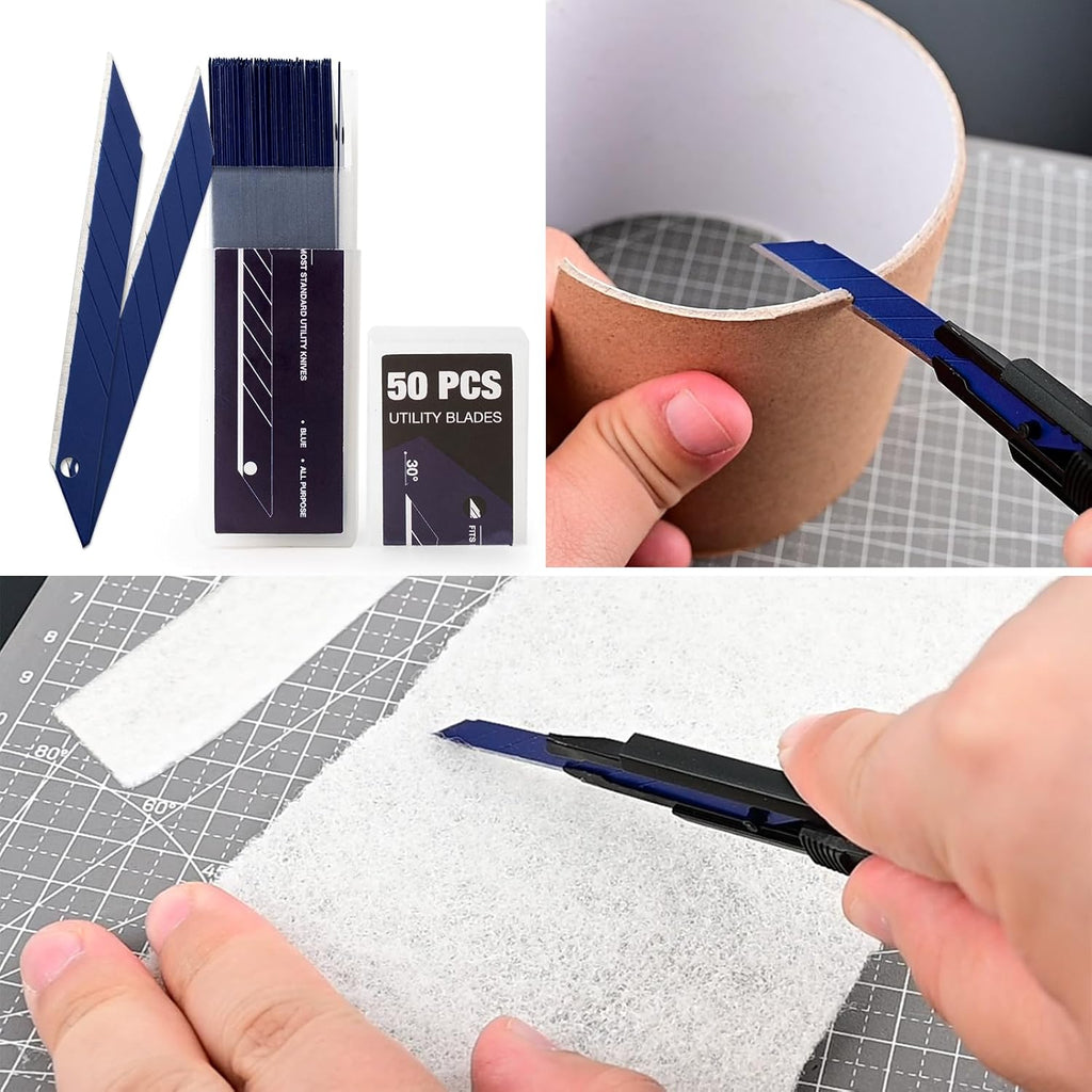 Gomake 9mm Utility Knife Replacement Blades,30 Degree Snap Off Carbon Steel Knife Blades for Retractable Cutting Knives, Hobby, Craft, Box Cutter 100PCS (Blue)