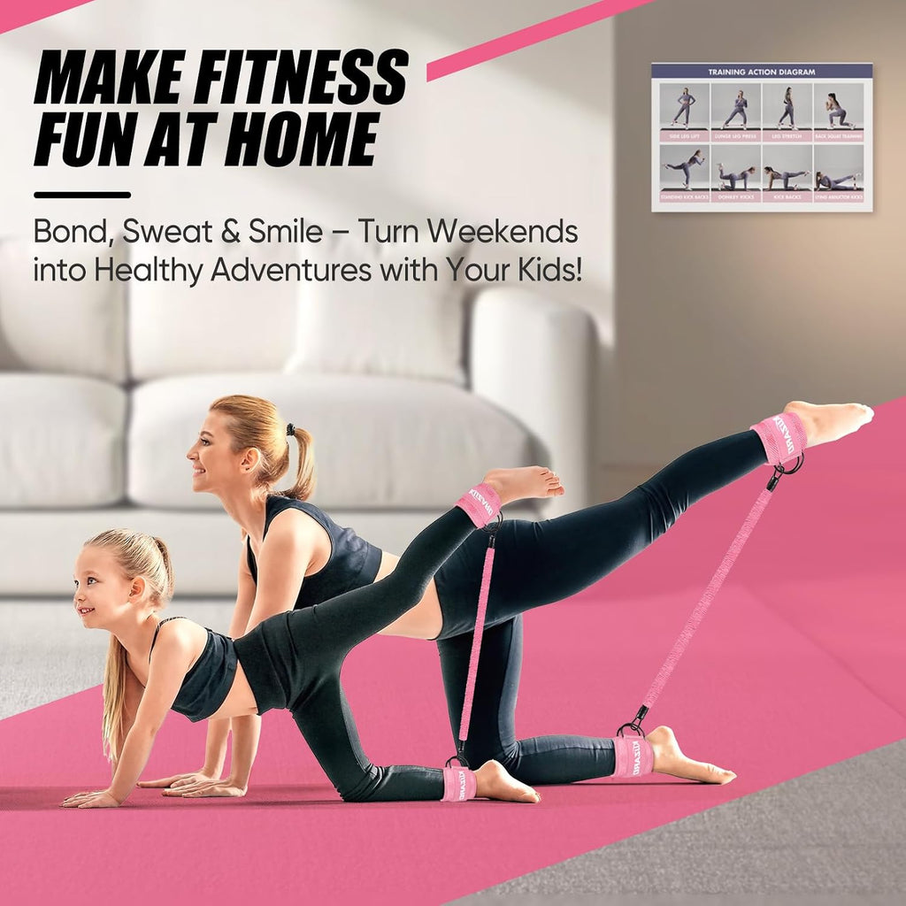 KUZARO Ankle Resistance Bands with Cuffs, Ankle Weights Bands for Working Out, Women Leg and Glutes Workout Equipment, Exercise Bands for Kickbacks, Butt and Booty Trainer, Home Gym Fitness Equipment