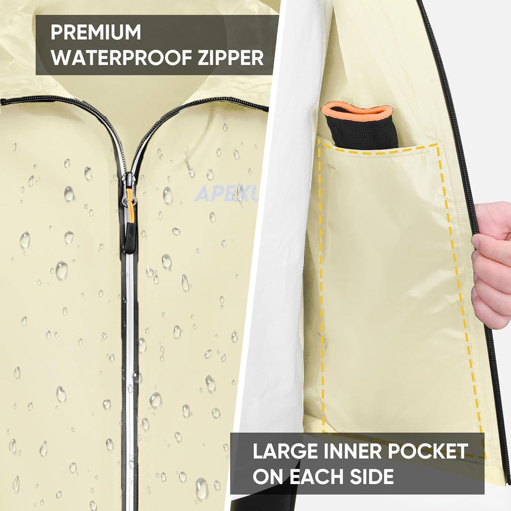 APEXUP Packable Rain Jacket Men Waterproof Lightweight Raincoat with Hood