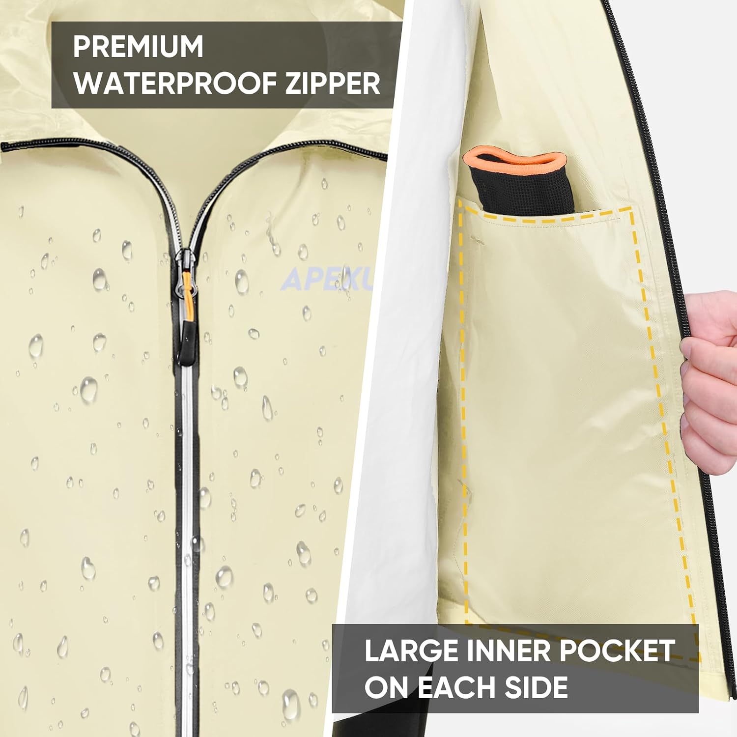 APEXUP Packable Rain Jacket Men Waterproof Lightweight Raincoat with Hood