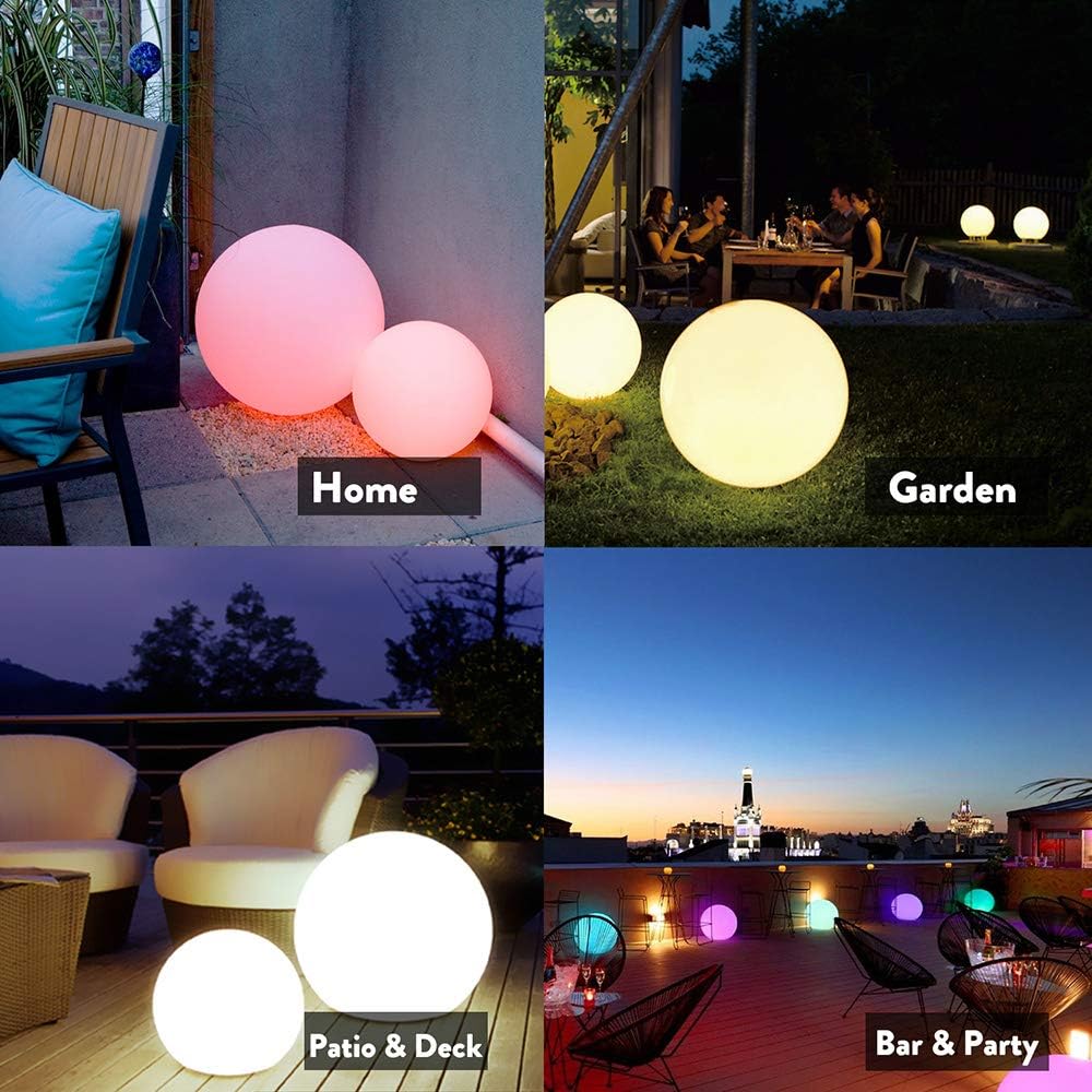 Mr.Go 14-inch LED Ball Light, Cordless Rechargeable Globe Lamp w/Remote