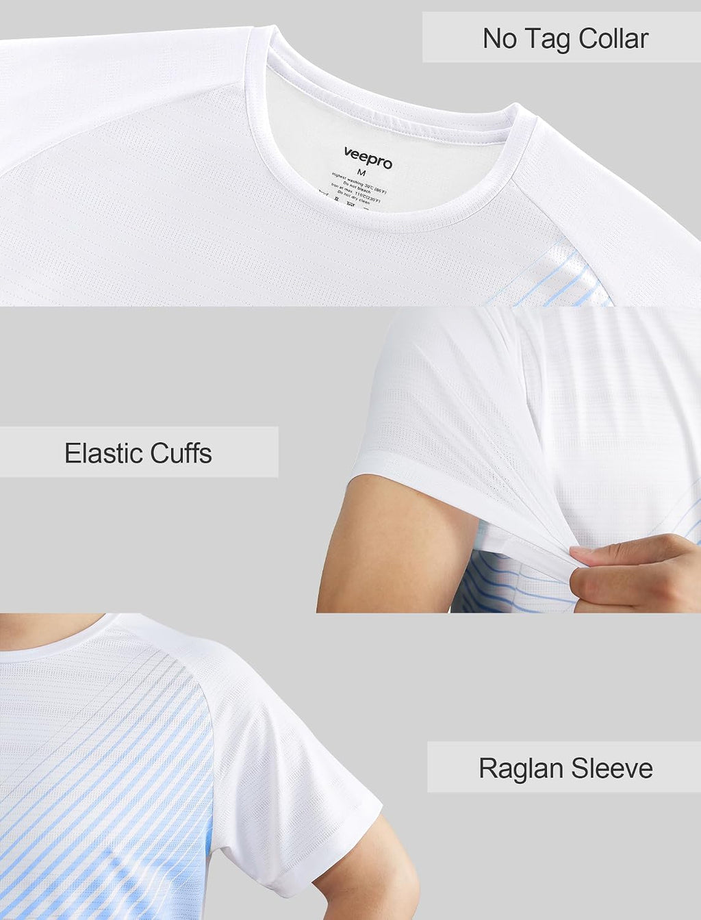Men's Athletic Running T-Shirts Quick Dry Gym Workout Shirts Sports Tops