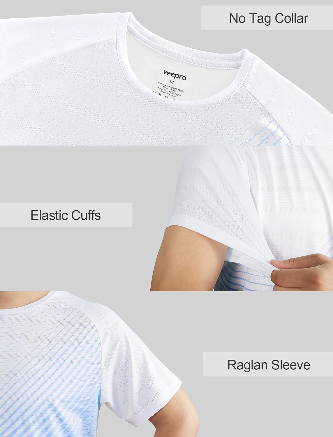 Men's Athletic Running T-Shirts Quick Dry Gym Workout Shirts Sports Tops