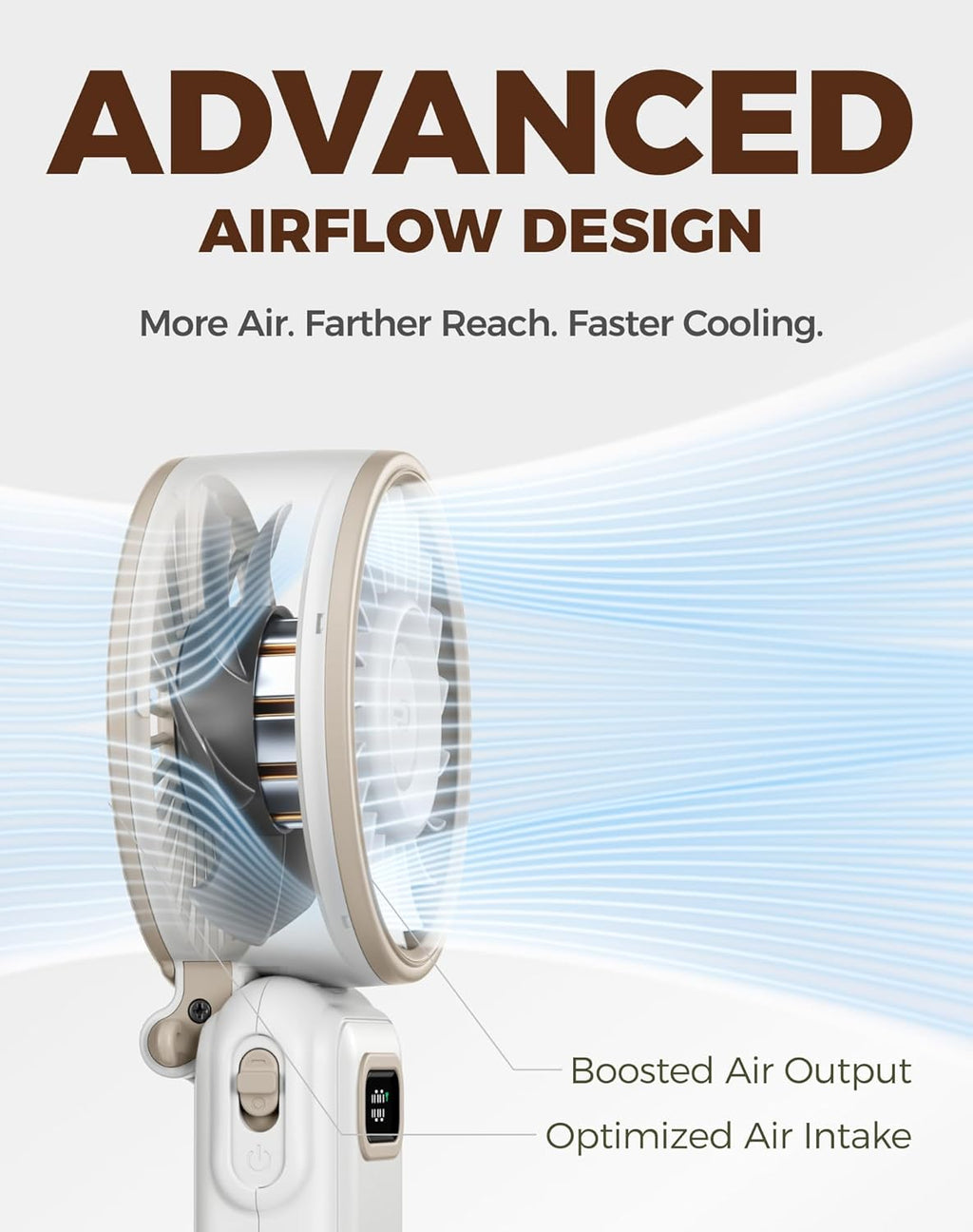 Diveblues Portable Turbo Fan, 100 Speed Handheld Fan with Strong Airflow, Foldable 4 in 1 Personal Fan for Neck, Desk & Travel, USB-C Rechargeable, Lightweight for Summer, Concerts & Outdoor Use
