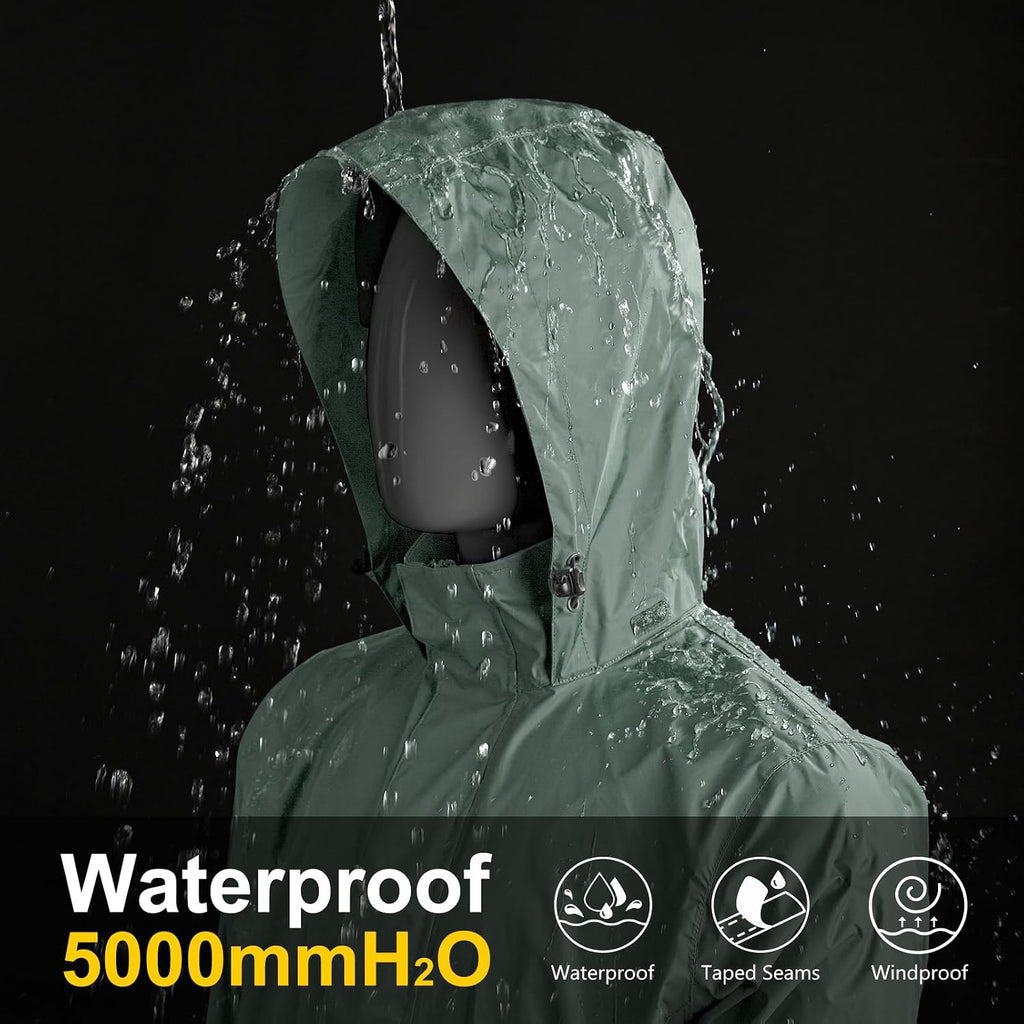 33,000ft Men's Packable Rain Jacket Lightweight Waterproof Golf Raincoat