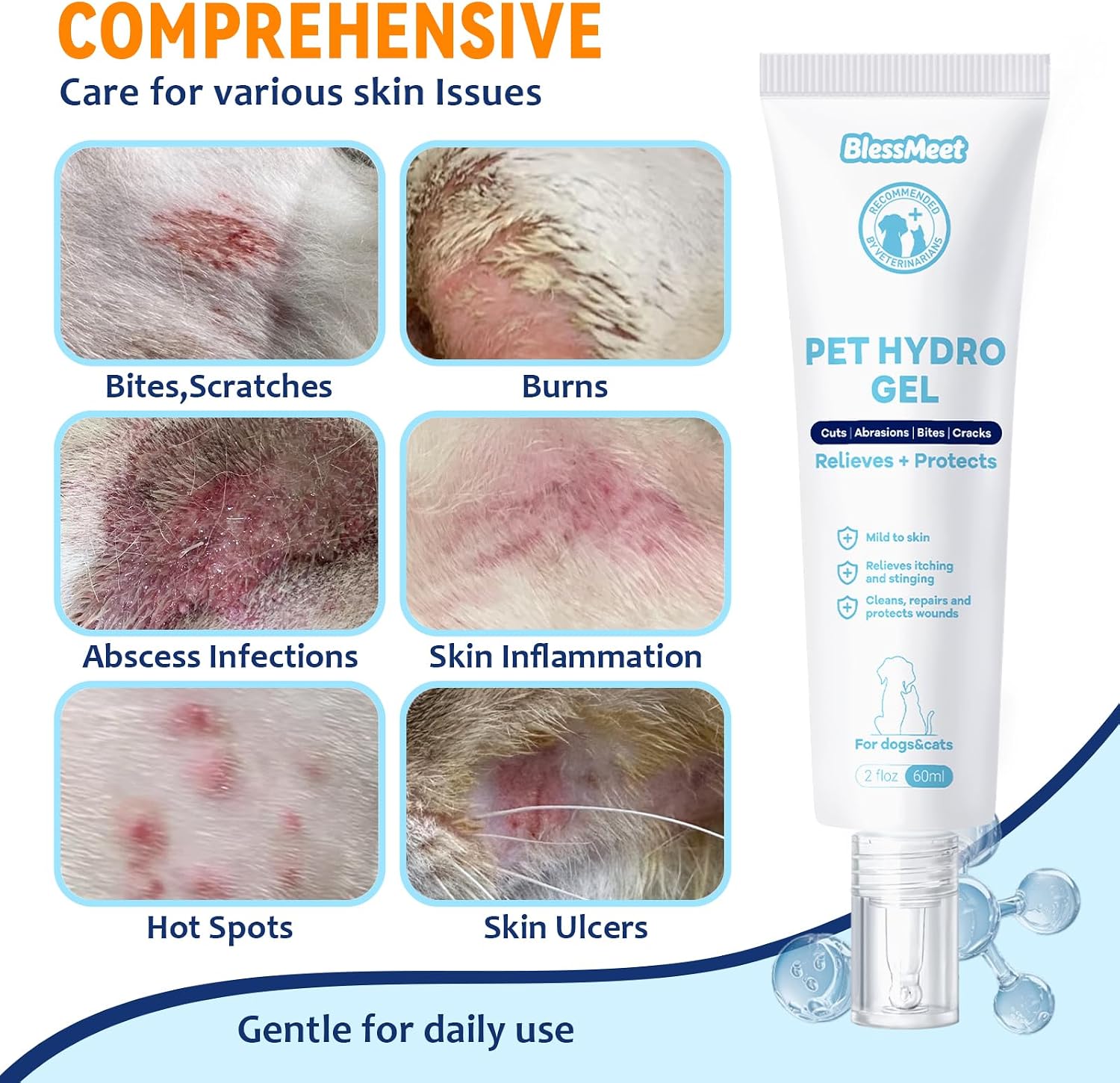 Pet Dog Wound Care Hydro Gel,Hot Spot Gel for Dog and Cat.2 Fl Oz