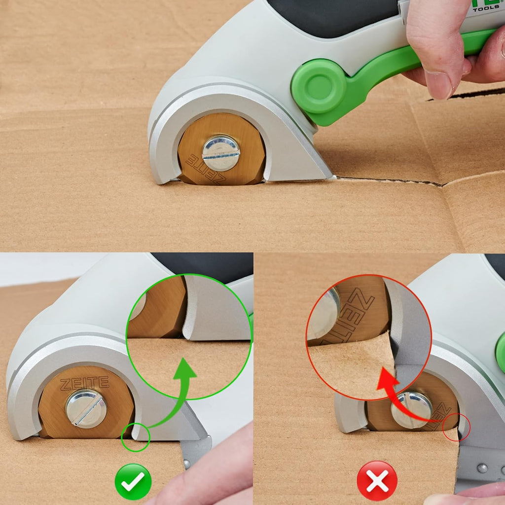 ZEITE Cordless Cardboard Box Cutter with Titanium Coated HSS Blades (Gray)