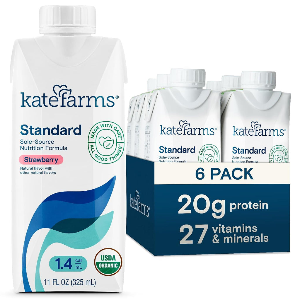 KATE FARMS Organic 1.4 High Calorie Shake, Strawberry, 20g Protein, 6 Pack