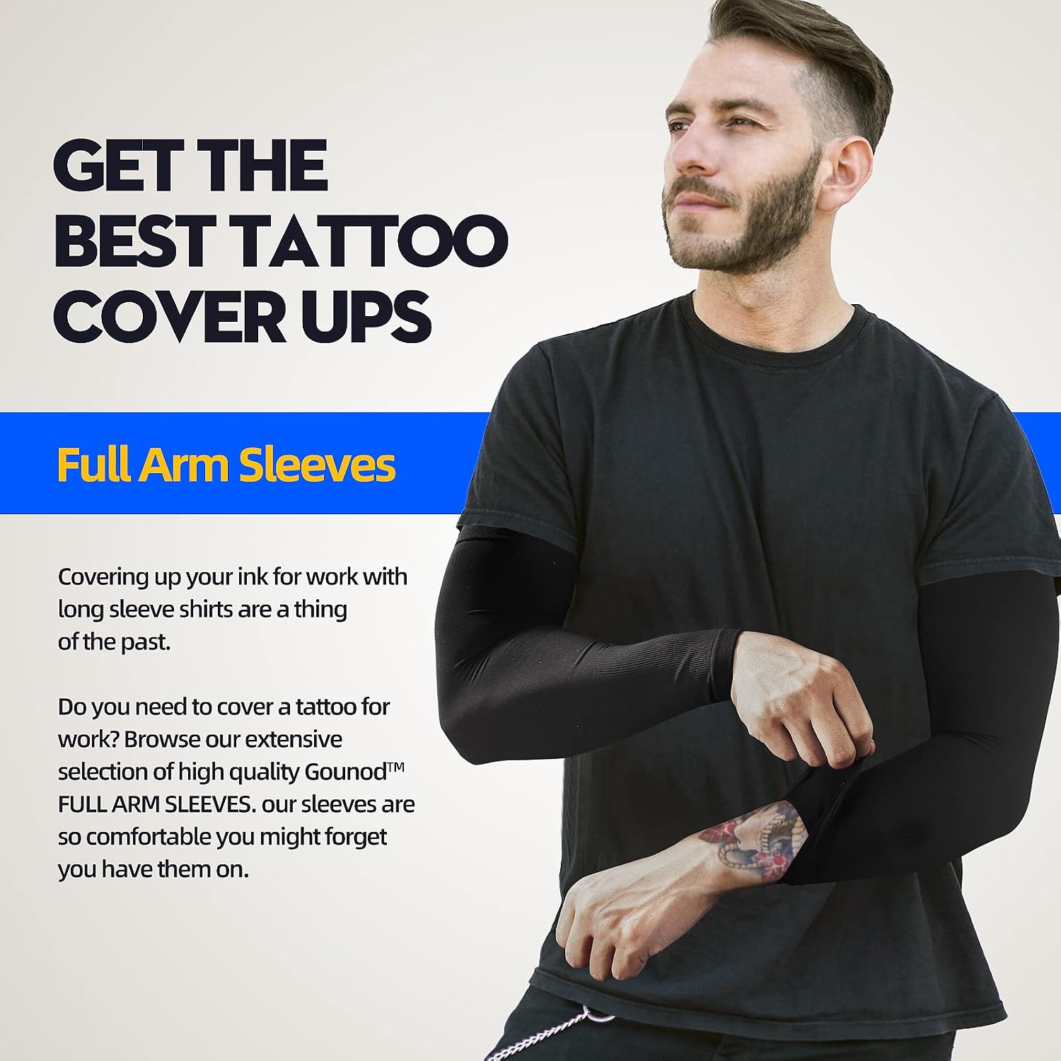 GOUNOD Arm Sleeves for Men Women, UPF 50+ Cooling Sun Protection Sleeves