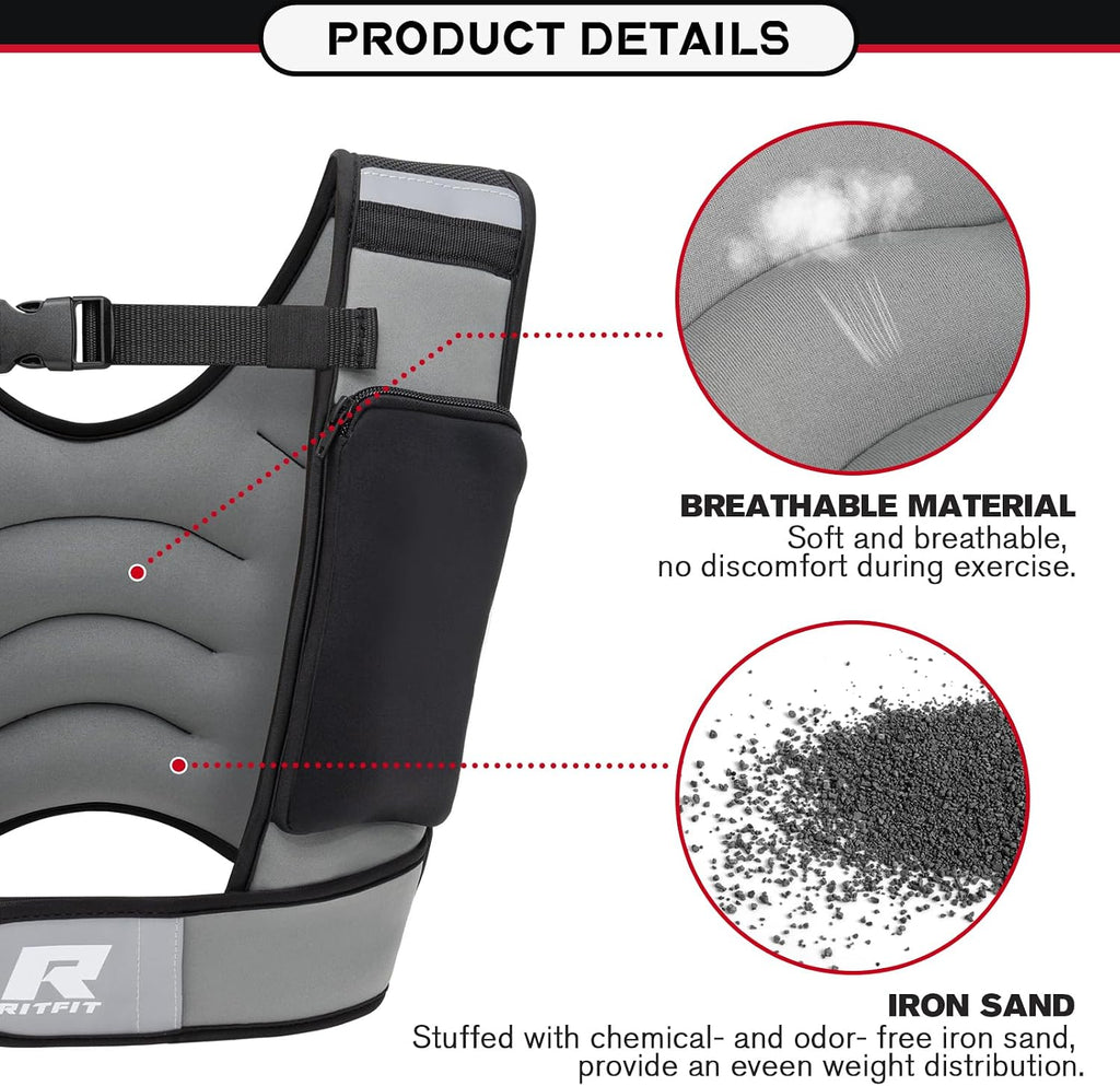 RitFit Weighted Vest, 4lb/8lb/10lb/12lb/15lb/20lb Weight Vest with Reflective Stripes, Weight Vest Adjustable for Women and Men Workout, Strength Training, Running, Fitness, Jogging, Walking