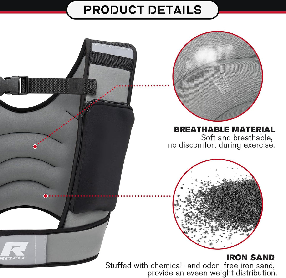 RitFit Weighted Vest, 4lb/8lb/10lb/12lb/15lb/20lb Weight Vest with Reflective Stripes, Weight Vest Adjustable for Women and Men Workout, Strength Training, Running, Fitness, Jogging, Walking