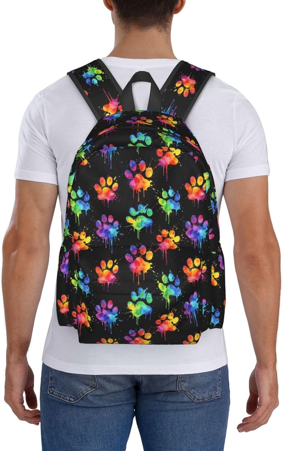 Colorful Dog Paws Laptop Backpack For Men Women, Lightweight Daypack Bookbag For Daily Commutes Business Travel Hiking
