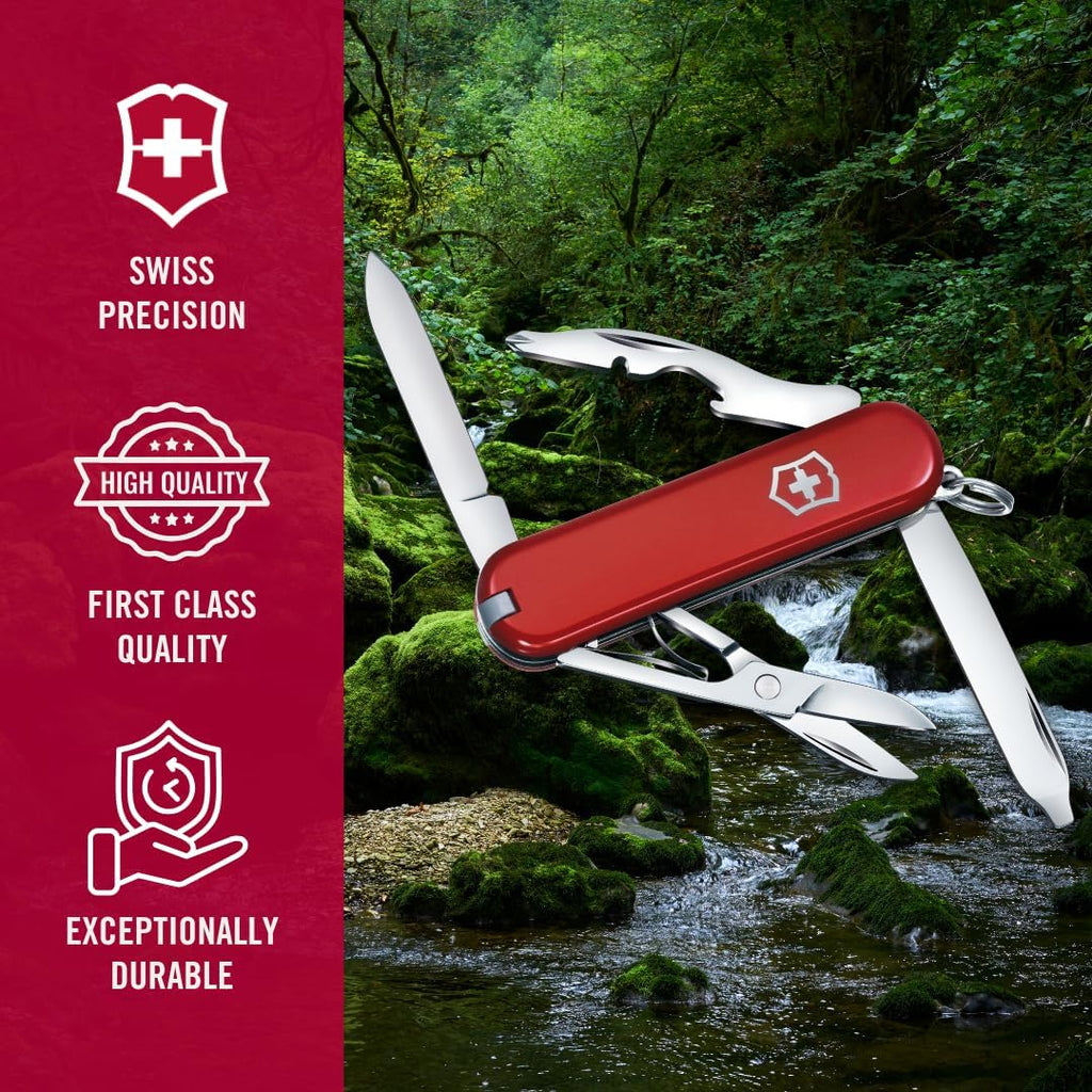 Victorinox Rambler Swiss Army Knife, 10-Function Pocket Knife, Red