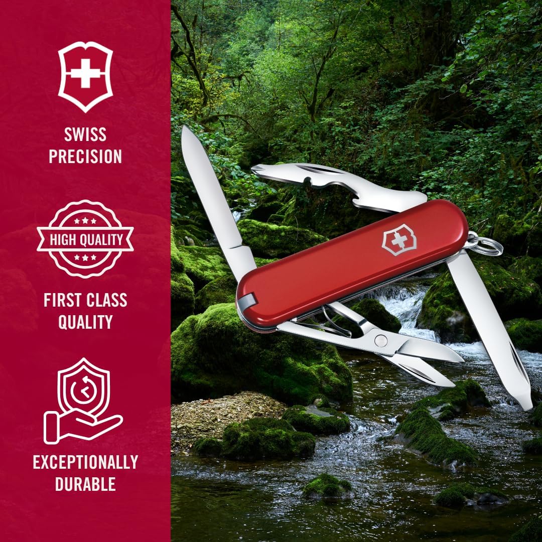 Victorinox Rambler Swiss Army Knife, 10-Function Pocket Knife, Red