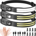 Beccason 3PCS Headlamp Flashlight, 230° Head Lamps LED Rechargeable Camping